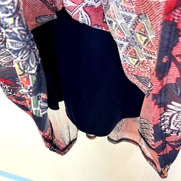 Enfocus Studio - Beautiful Printed Burgundy Floral Mesh Maxi Dress Size 8 - Picture 7 of 11